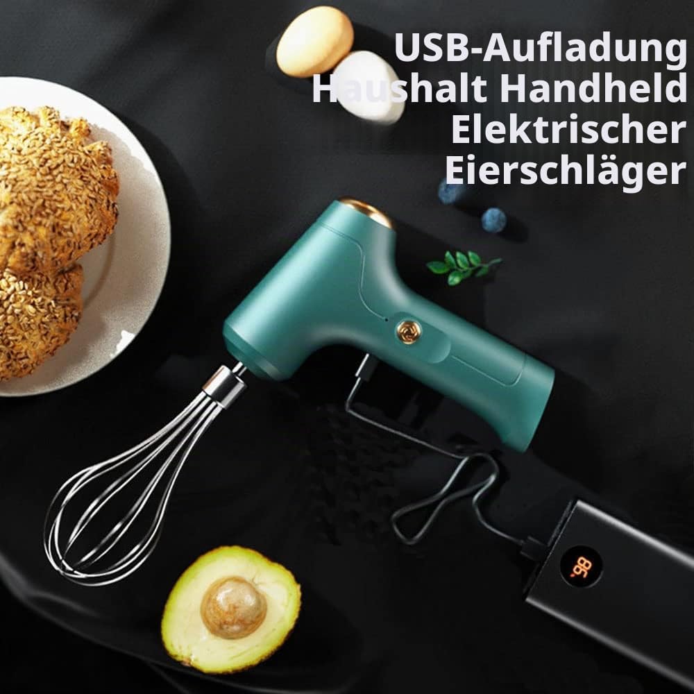 Elektrischer Schneebesen, Tragbarer Handmixer USB Wiederaufladbare Handheld -Eierschläger für Schlag