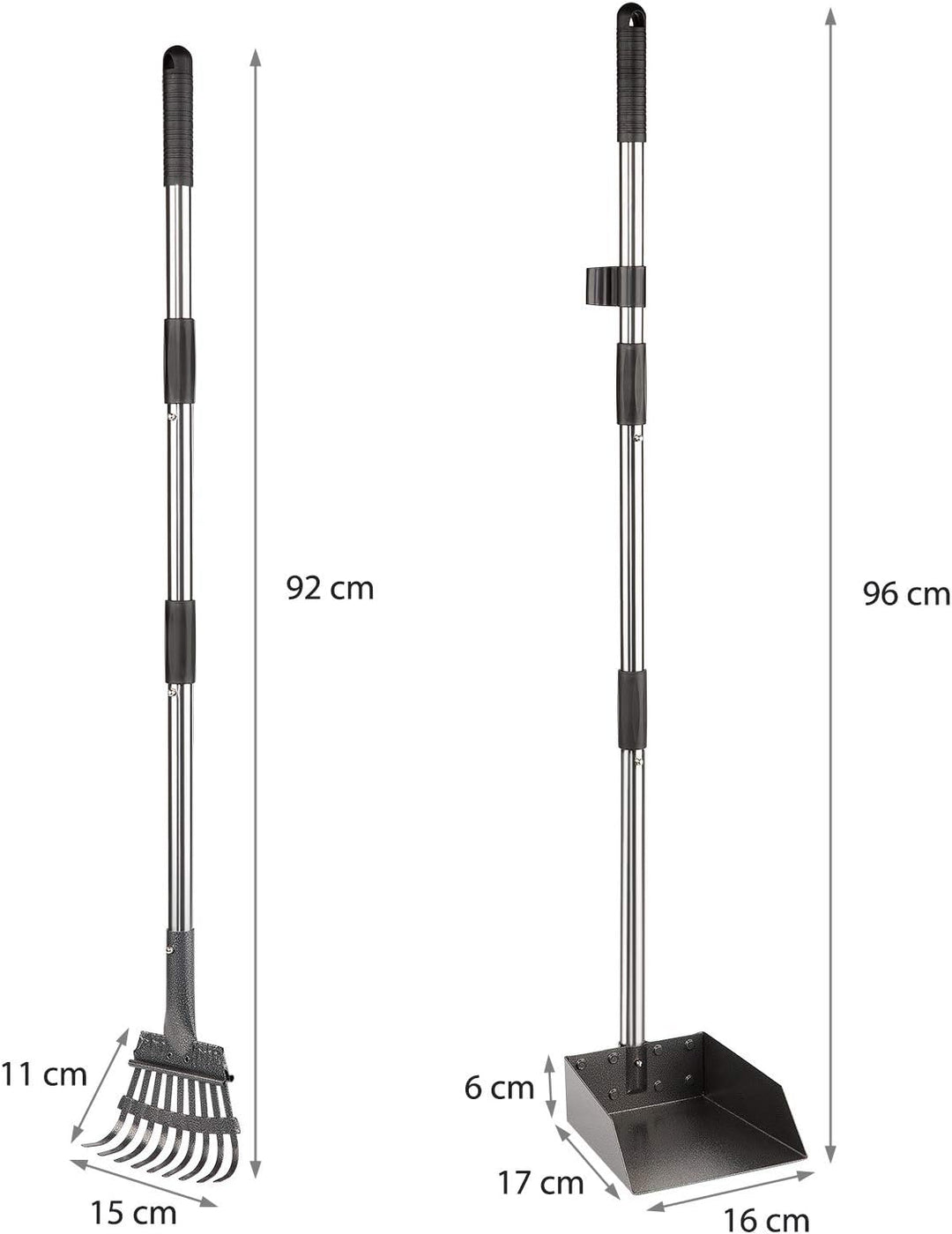 Yangbaga Hundekotschaufel aus Metall Rechen mit Verstellbarer Länge 84/98 cm Langer Griff Large Kehr