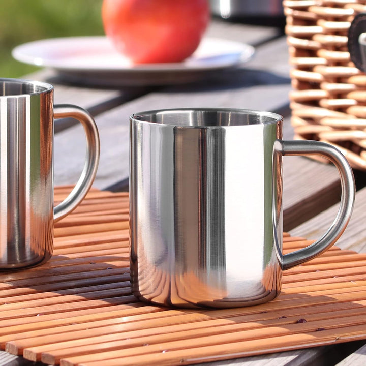 com-four® 2x Edelstahl Thermobecher - 300 ml je Becher - Isolierbecher doppelwandig - Kaffeetasse br