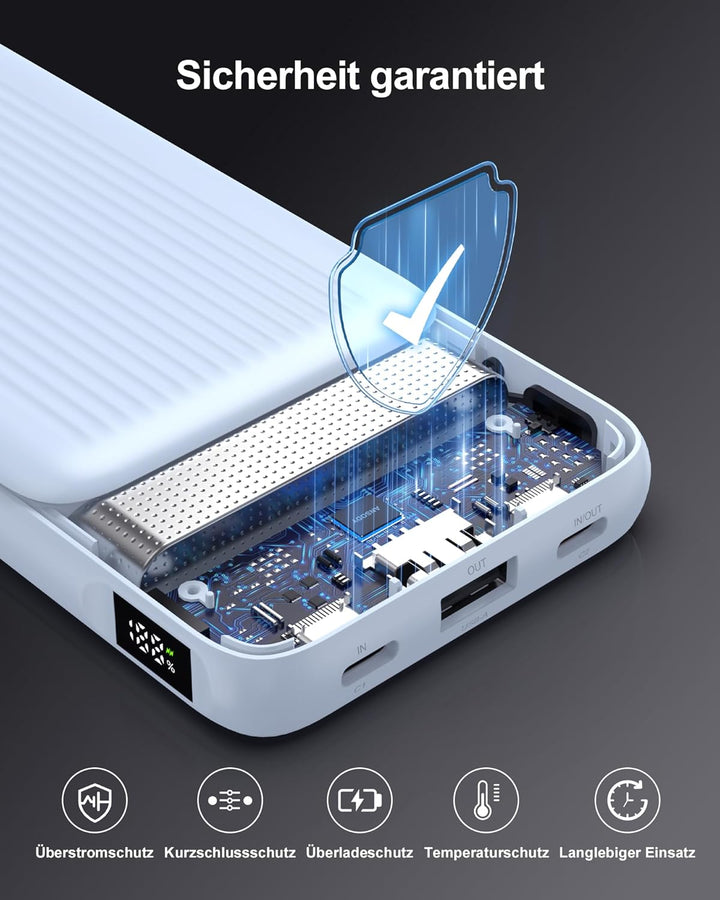 22.5W Power Bank 10000mAh 2 Stück, Akkupack Klein Aber Stark, LED Display kompatibel Externe handyak