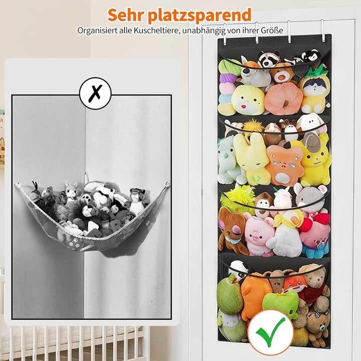 Raheem Kuscheltier Aufbewahrung, Tür Organizer mit 4 grossen Taschen, Hängeaufbewahrung Kinderzimmer