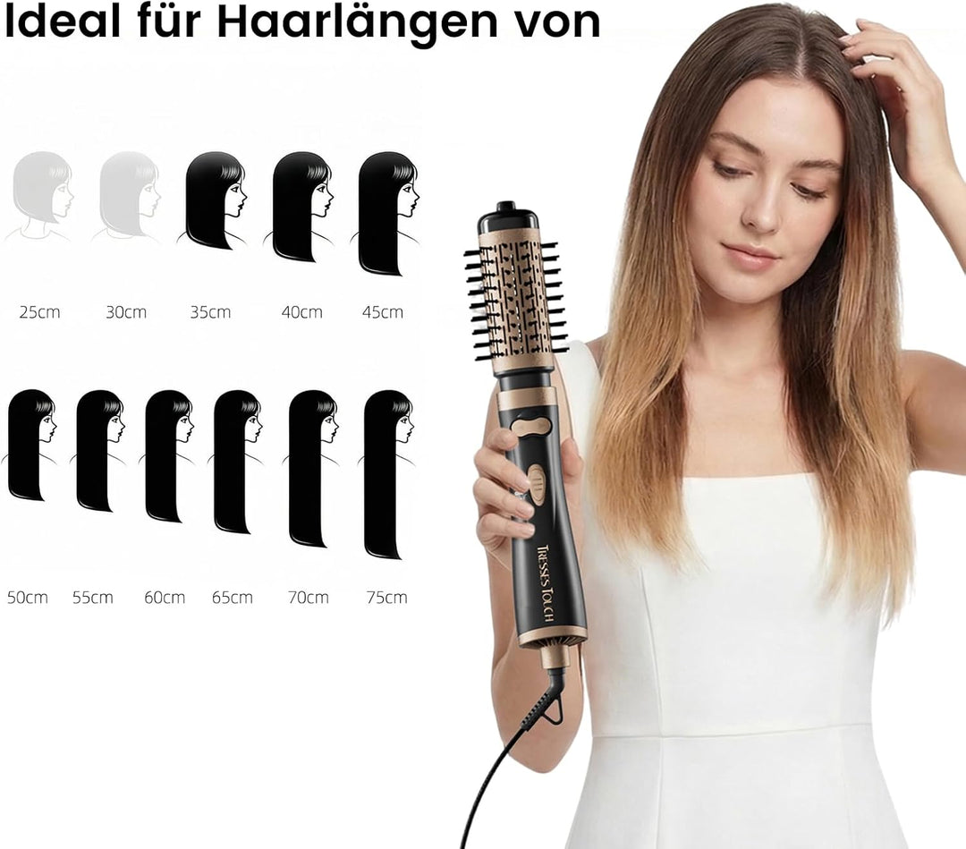 Rotierende Warmluftbürste, 3-in-1 Rundbürstenföhn mit 2 Bürsten (1,5"&2") zum Trocknen Styling Volum