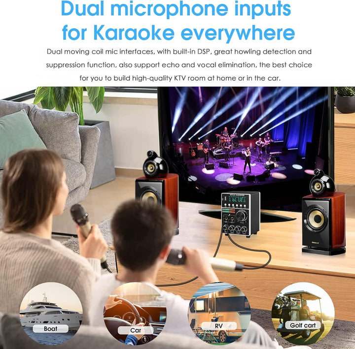HiFi Dual MIC Digital Verstärker Bluetooth Empfänger USB Player S/PDIF Audio Power Amplifier Karaoke