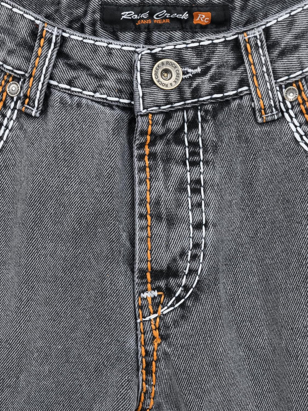 Rock Creek Herren Designer Jeans Hose Dicke Nähte Vintage Blau RC-2056 40W / 30L Dunkelgrau - Rc-216