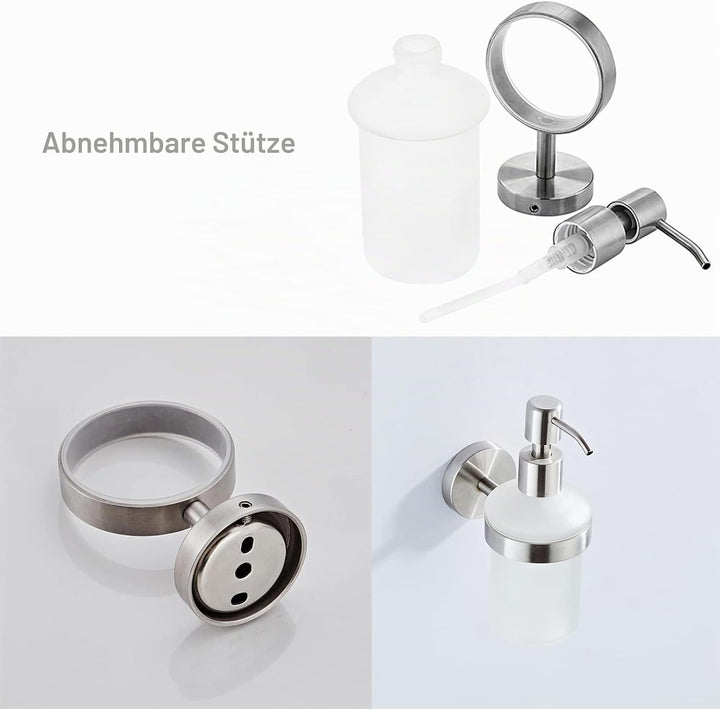 EXLECO 2 Stücke Seifenspender Wandmontage Seifenspender-Set Bohren &amp; Selbstklebend aus Edelstahl 304
