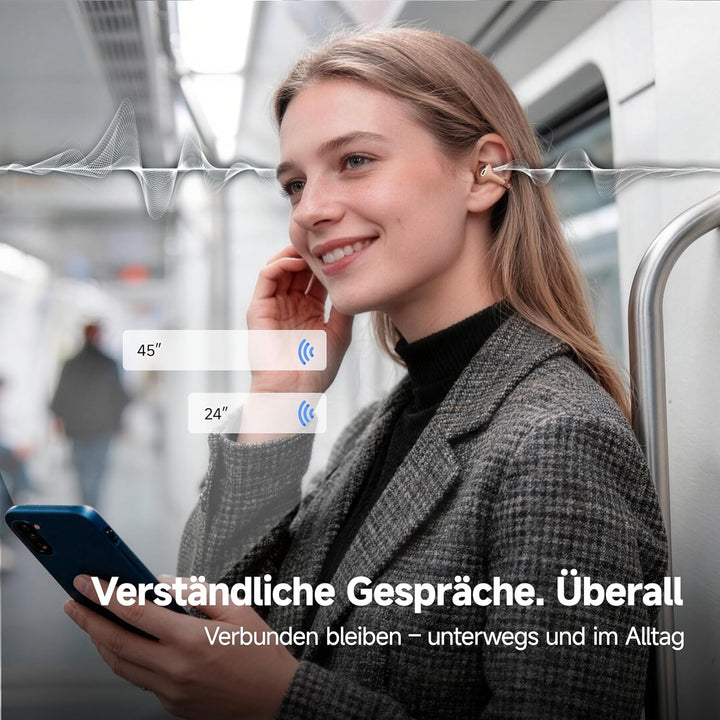 BUTTONS Clip Open-Ear Kopfhörer mit 12-mm Titan-Treiber, klarer Anrufqualität, ultraleichtem druckfr