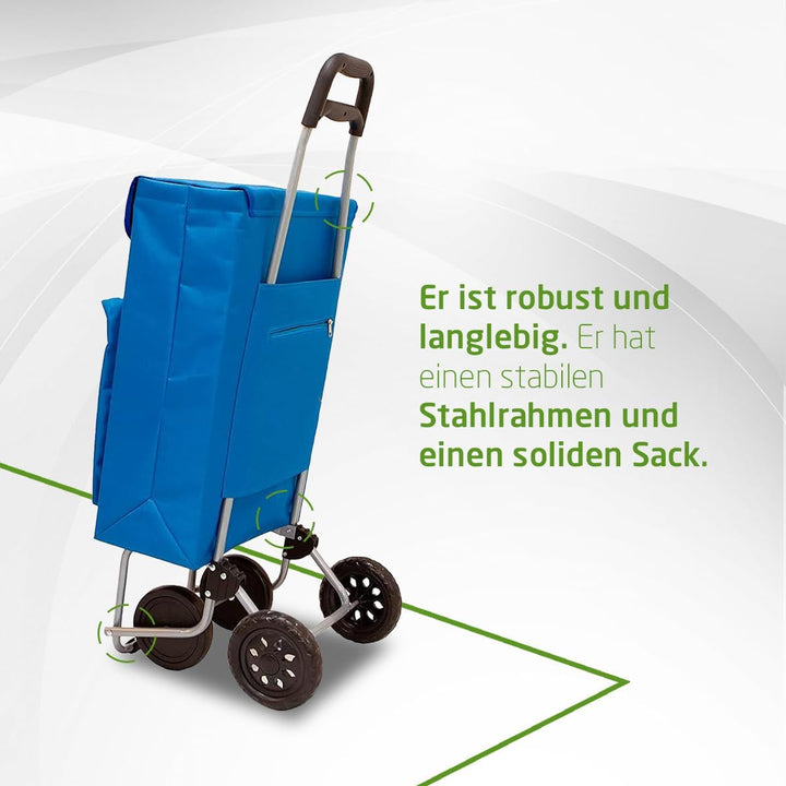 Amig - Einkaufstrolley mit 4 Rädern | Aussentasche für Tiefkühlkost | Maximale Belastung 15 kg |Kapa