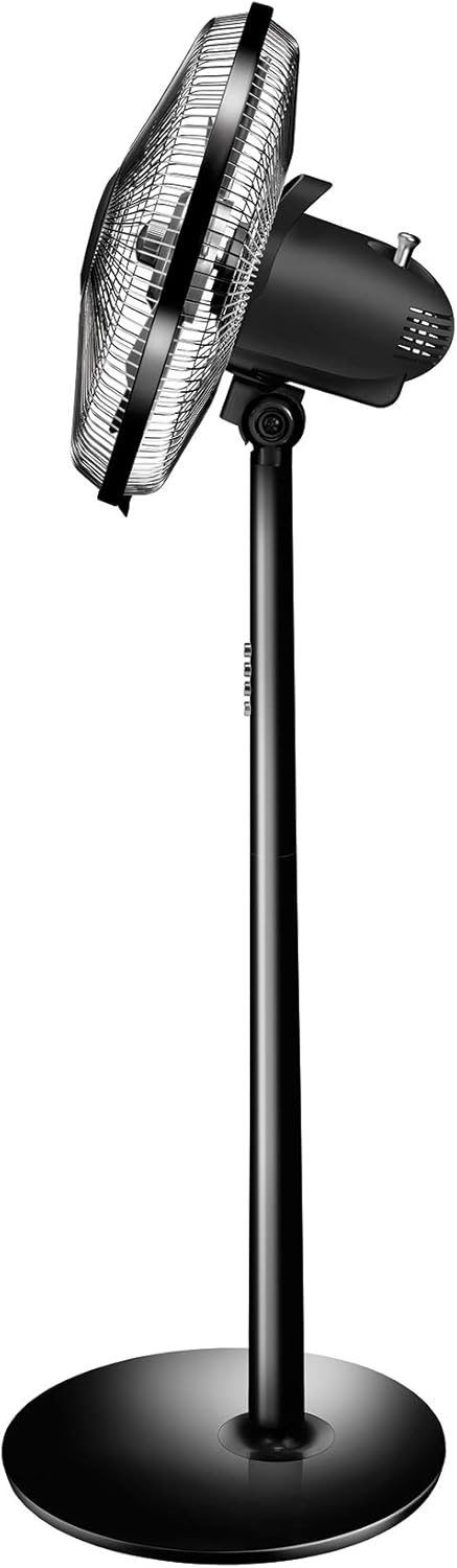 UNOLD 86825 Standventilator Silverline Black - Schwarz, 3-stufige Geschwindkeitsregelung, Oszillatio