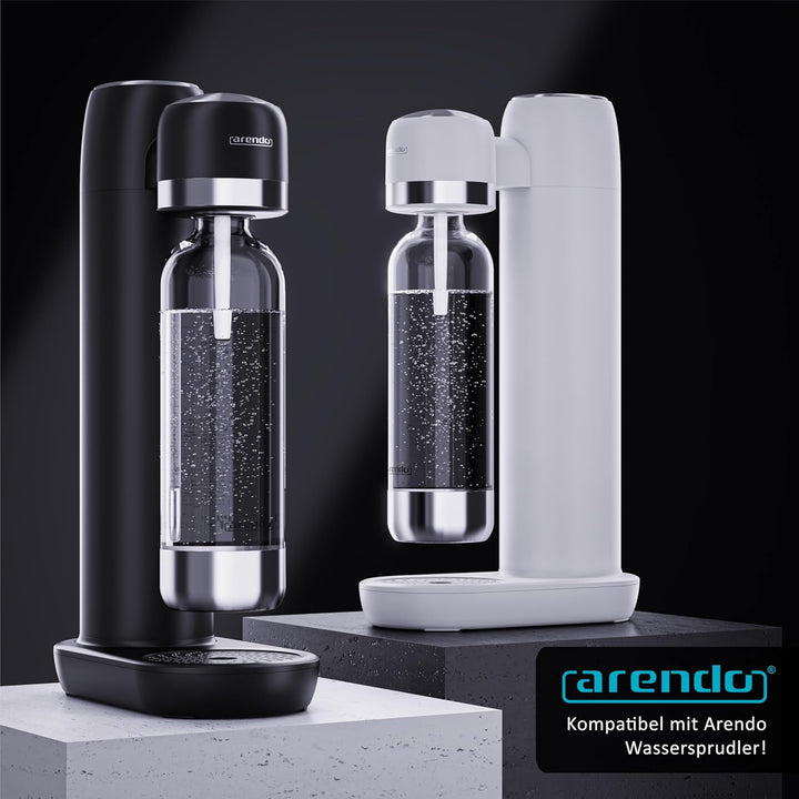 Arendo - Wassersprudler 1000 ml Wasserflasche BPA frei – Edelstahl und PET – mit Skalierung - Ersatz