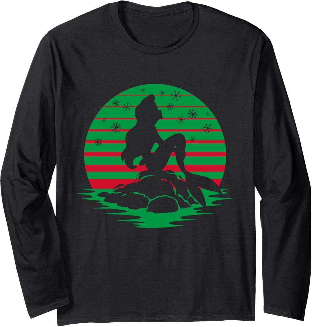 Disney Princess Ariel Red & Green Holiday Silhouette Langarmshirt