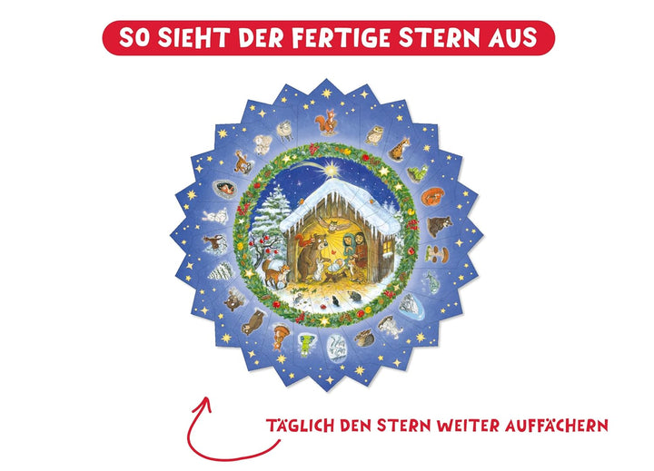 Tiere auf dem Weg zur Krippe: Adventskalender mit einem Stern (Adventskalender mit Geschichten für K