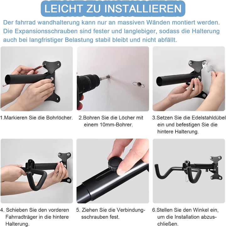 WUFANC Fahrrad Wandhalterung, 22 KG Tragen, Wandhalterung Fahrrad Besteht aus Massivem Metall und Ve