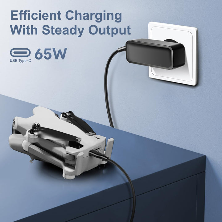 KFD PD 65W USB C Netzteil GaN Schnellladegerät für DJI Mini 4 Pro/Specta Flip/Avata 2 / Air 3 / Air