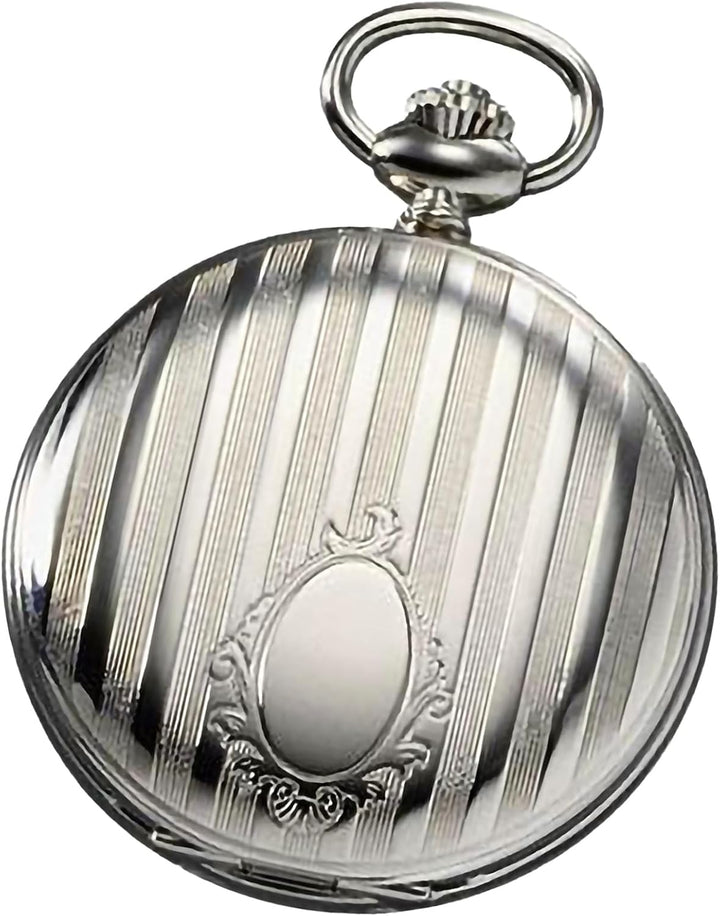 REGENT Herren Taschenuhr Savonnette Klappdeckel 43 MM Durchmesser Quarz Weisses Zifferblatt mit Datu