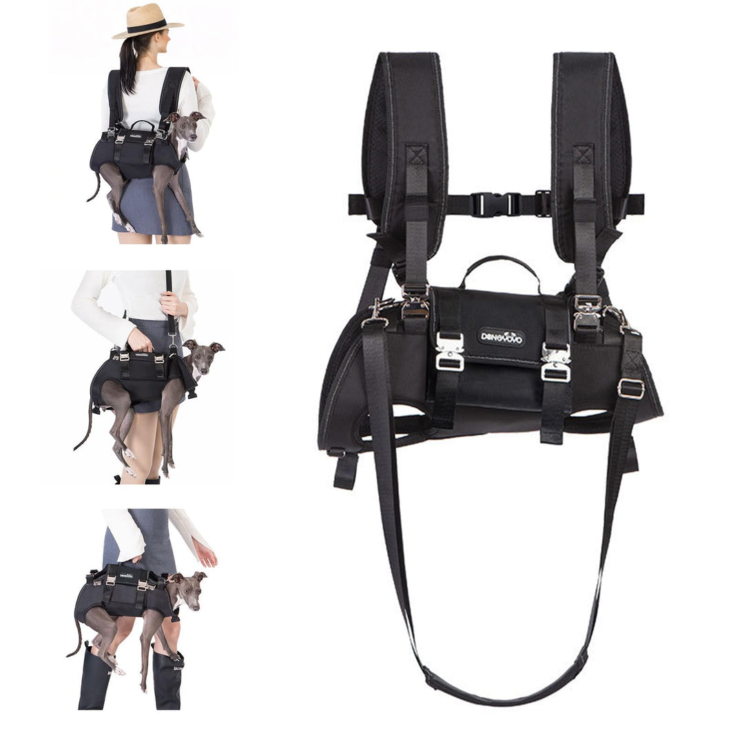 PETCUTE 4-in-1 Hunderucksack,Hundetasche für kleine Hunde,Einstellbar Hundegeschirr mit Abnehmbarem