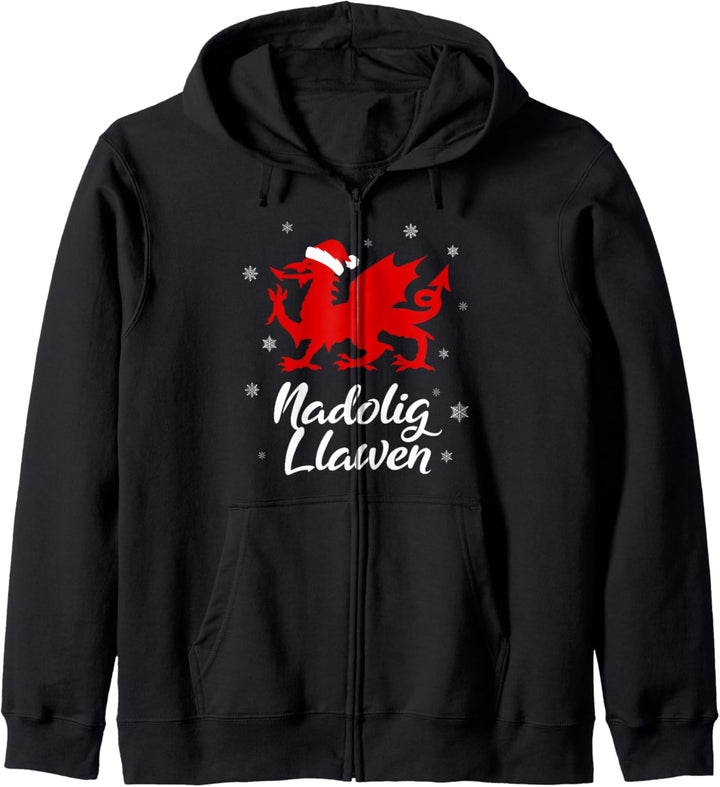 Nadolig Llawen Wales Welsh Cymru Frohe Weihnachten Dragon Kapuzenjacke