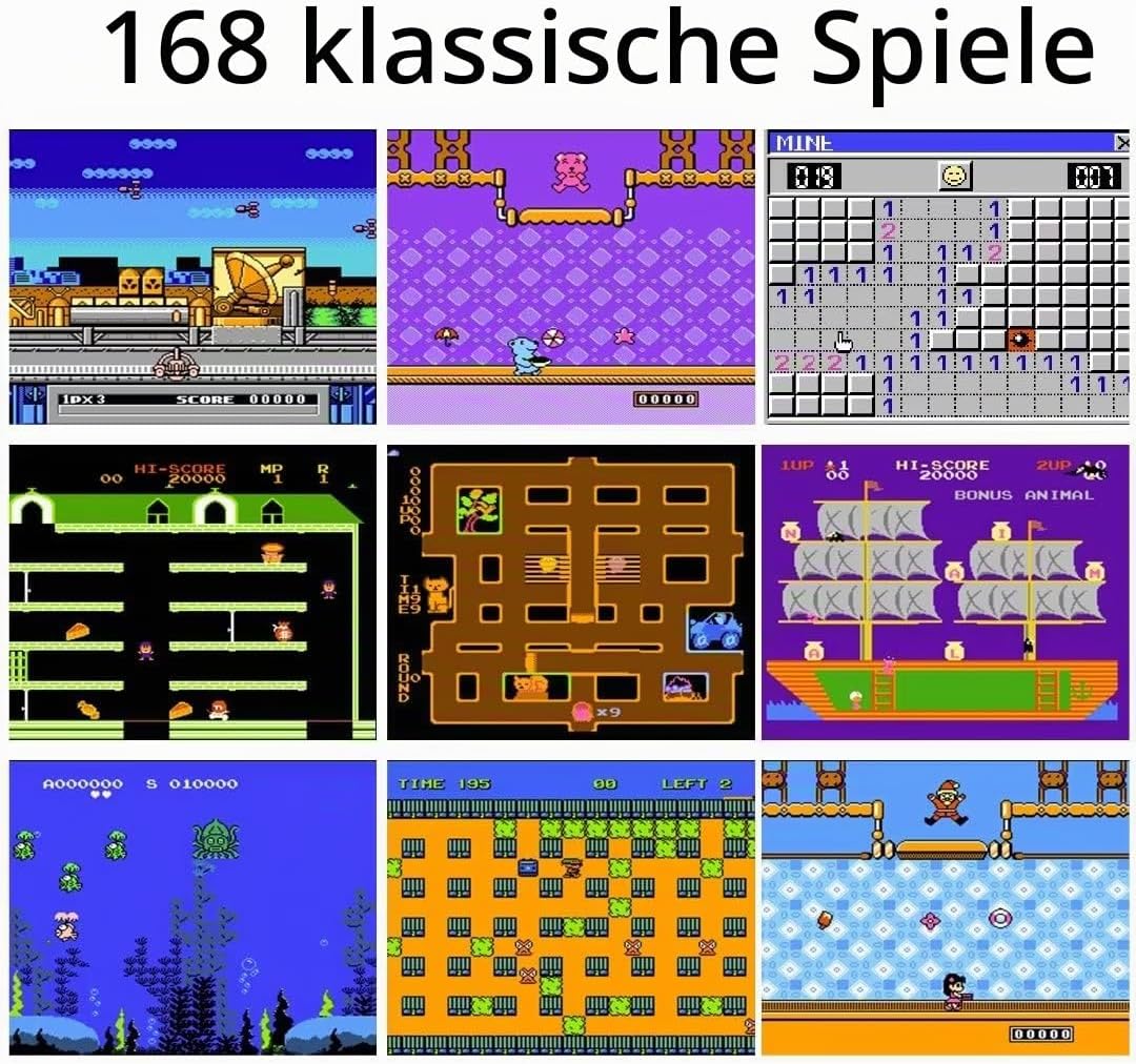WeLohas Gameboy-Hülle für iPhone 6 Plus/6s Plus/7 Plus/8 Plus, Retro 168 Klassische Handheld-Spiele,
