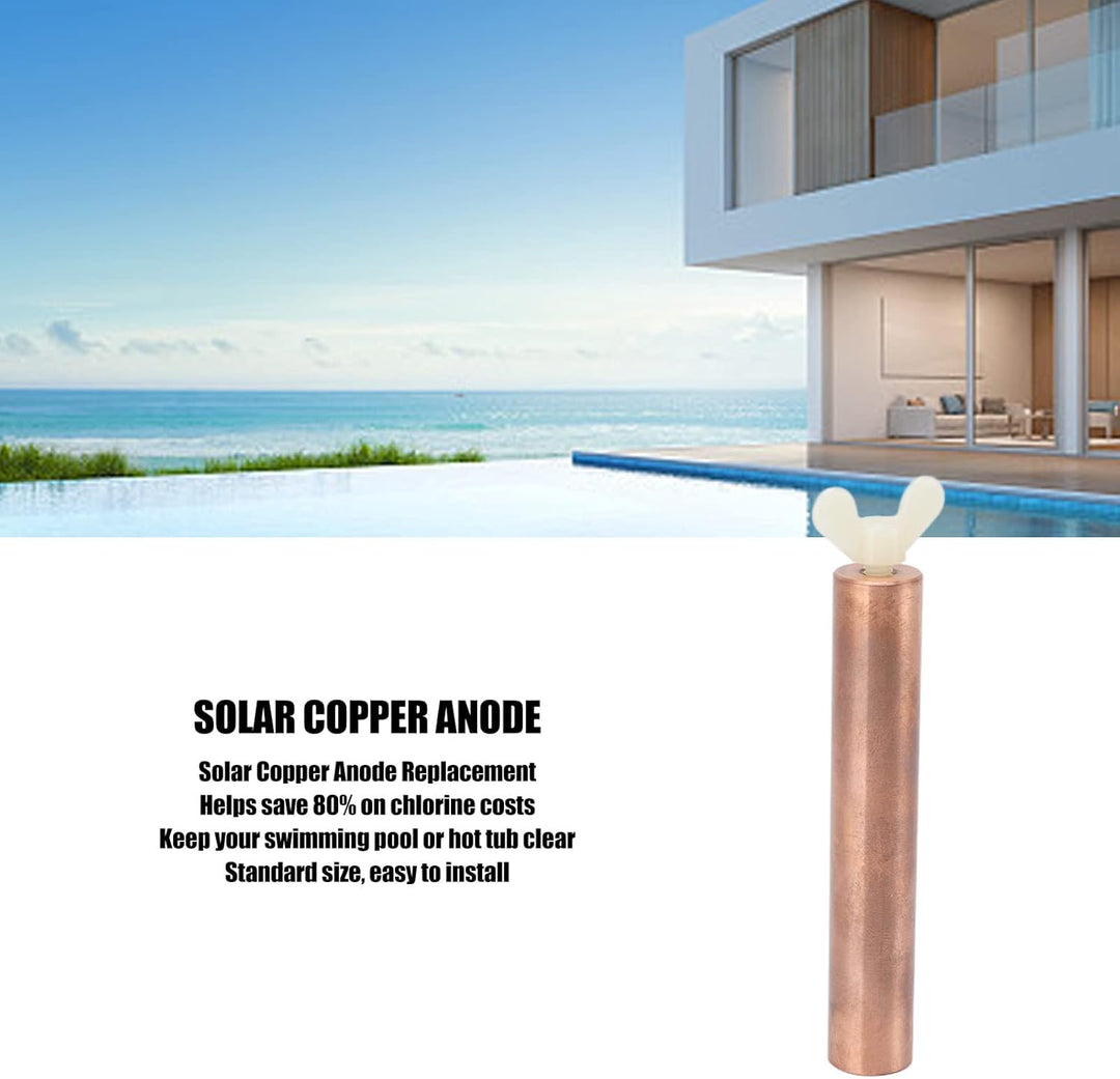 Fdit Solar-Kupfer-Anoden-Kupfer-Ersatz Hocheffizienter Sonnenschock-Solar-Pool-Ionisator-Anodenstab