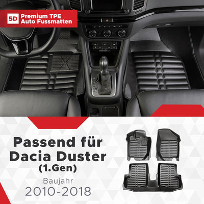 fussmattenprofi.com Auto Fussmatten Kompatibel mit Dacia Duster (1.Gen) Baujahr 2010-2018 I 100% Pas