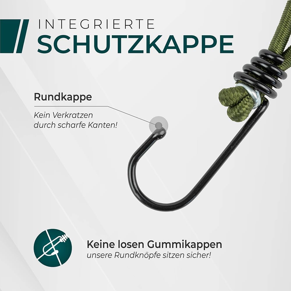 CargoVA® - 20 Spanngummis mit Haken und praktischer Tasche - Expanderhaken für Planen und Netze - Sc