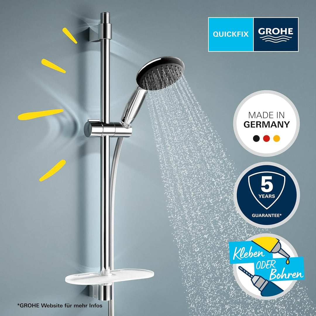 GROHE Vitalio 110, Duschset mit Ablage, 14l pro Min (Duschstangenset mit: Duschkopf 2 Strahlarten, 1