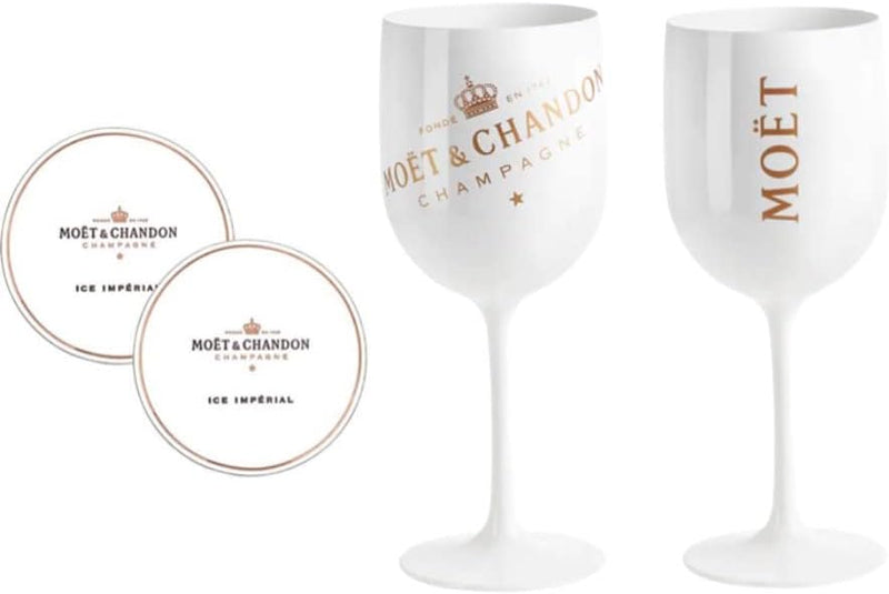 2X Moet & Chandon Ice Imperial Champagner-Glas aus Acryl Champagner Gläser-Set in weiss Weinglas Sek