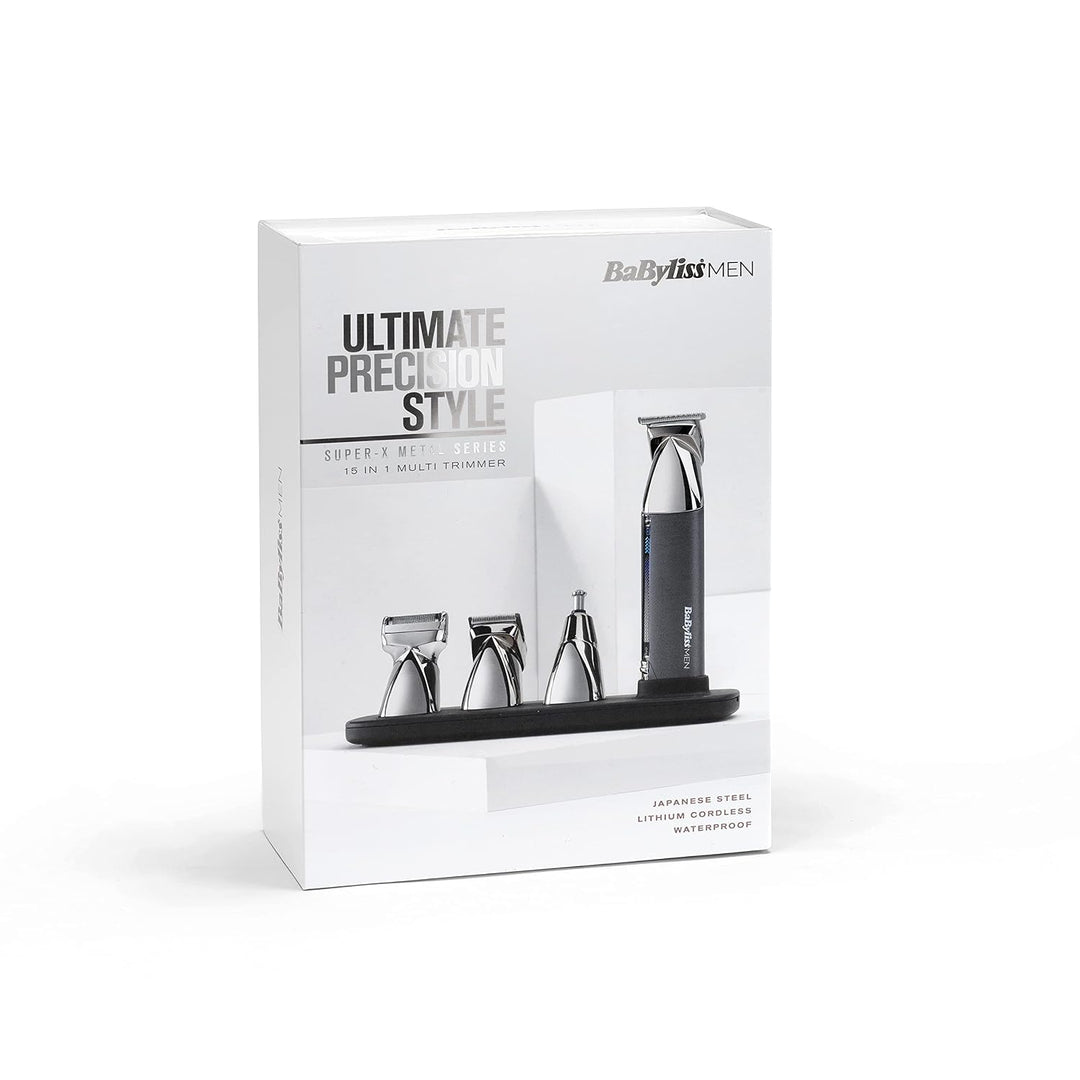 BaByliss Men Super-X Metal Series 15-in-1 Multitrimmer, Silber, Grau, Multi Trimmer
