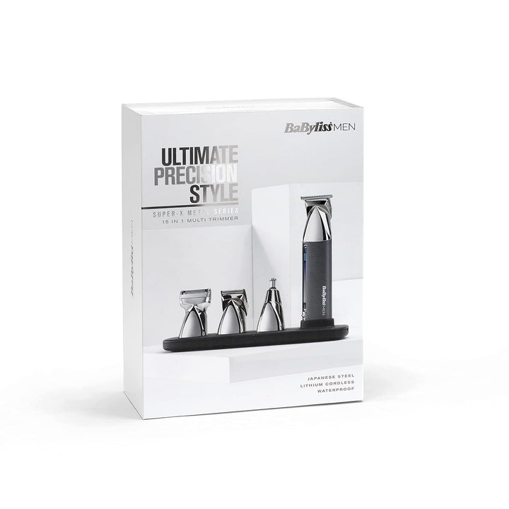 BaByliss Men Super-X Metal Series 15-in-1 Multitrimmer, Silber, Grau, Multi Trimmer