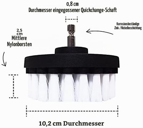 Premium Bohrbürste, extra weich, weiss, 5 Stück Professioneller Power-Schrubber Kratzt Keine Oberflä