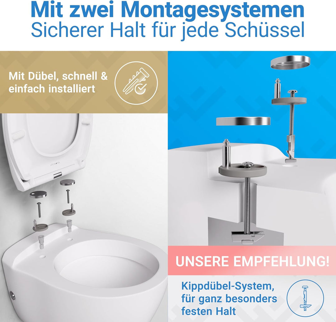 LOBENSWERK Toilettendeckel mit Absenkautomatik [Einfache Montage] antibakteriell & UV-beständig | Qu
