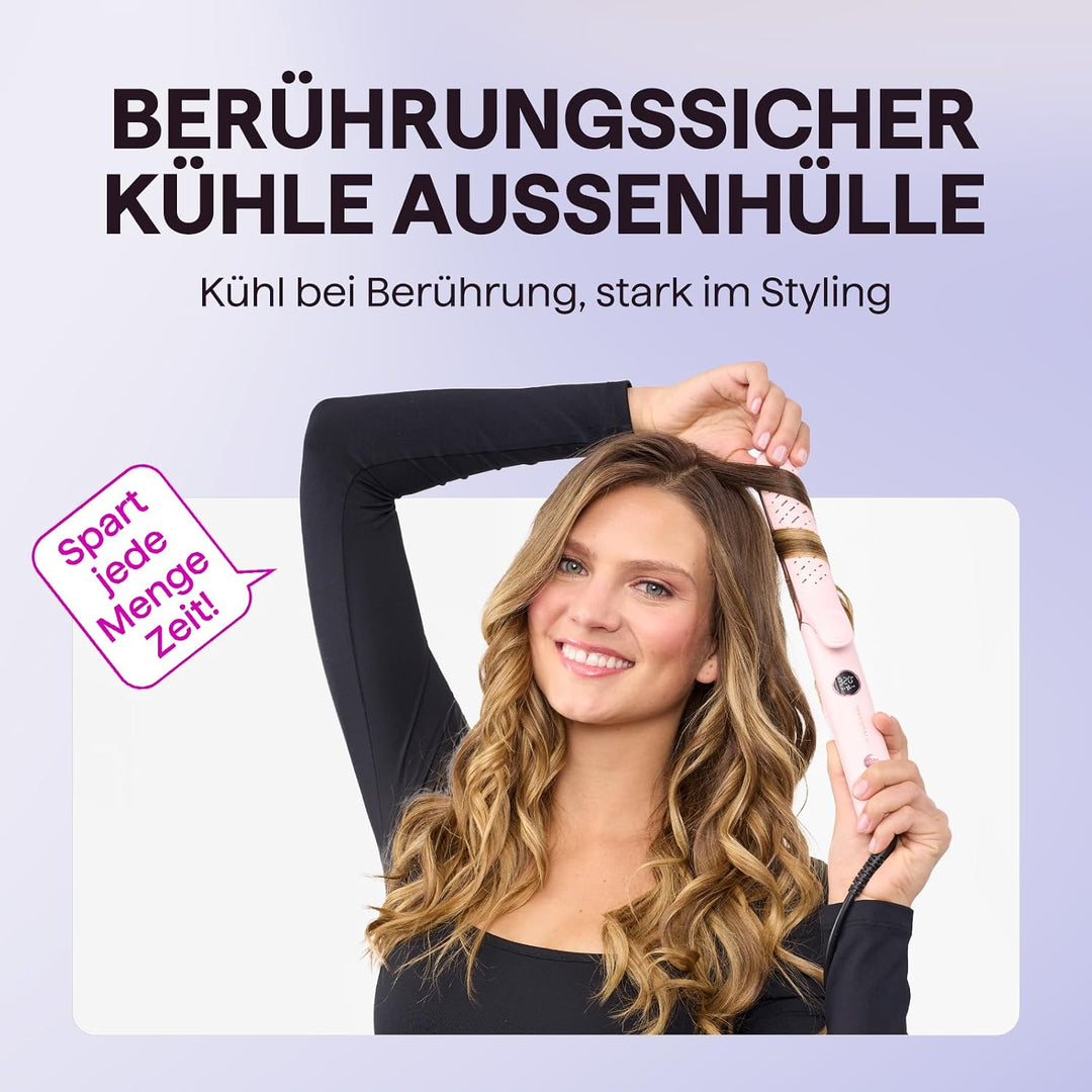 Wavytalk Lockenstab und Glätteisen 2-in-1, 360° Kaltluft für Grosse Locken | Digitaldisplay, 5 Tempe