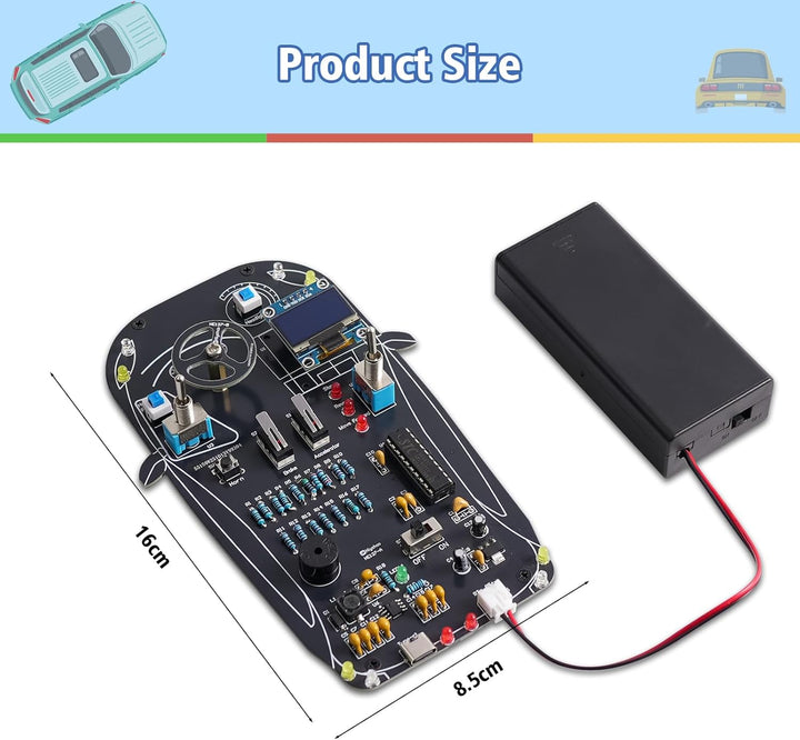 Auto Fahrsimulator Löt Bausatz, DIY Elektronik Lötbausätze mit Gangschaltung, Lichter und LCD-Anzeig