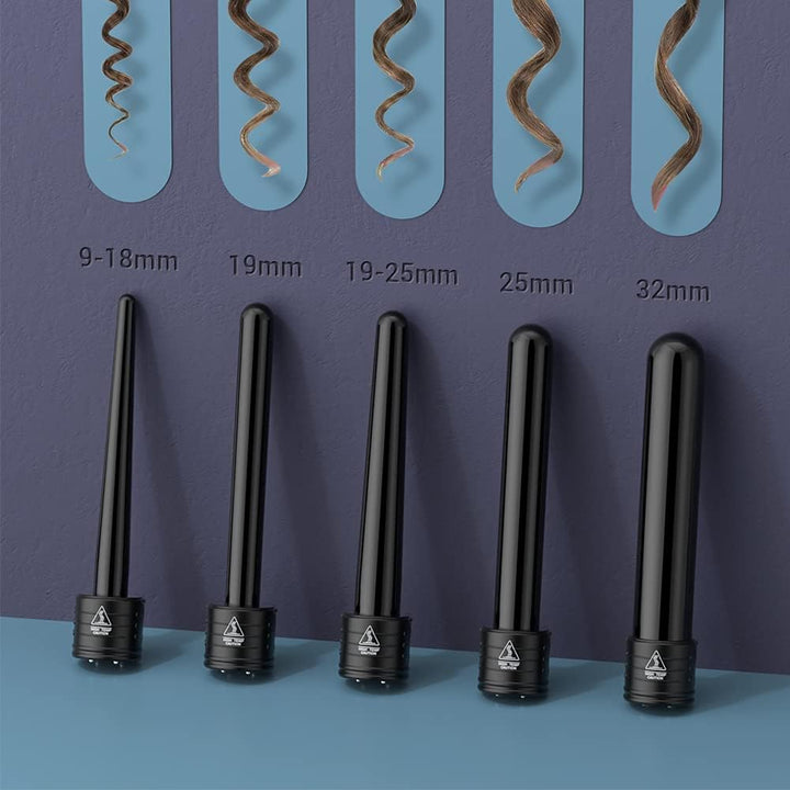 ELEHOT-Store Lockenstab 5 in 1 LCD Keramikbeschichtung Austauschbare Aufsätzen Curling iron mit Hand