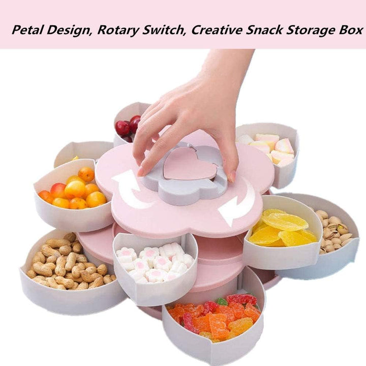 Double Deck Snack Box Blumenförmige rotierende Süssigkeiten Servierbehälter mit Telefonhalter, 10 Gr