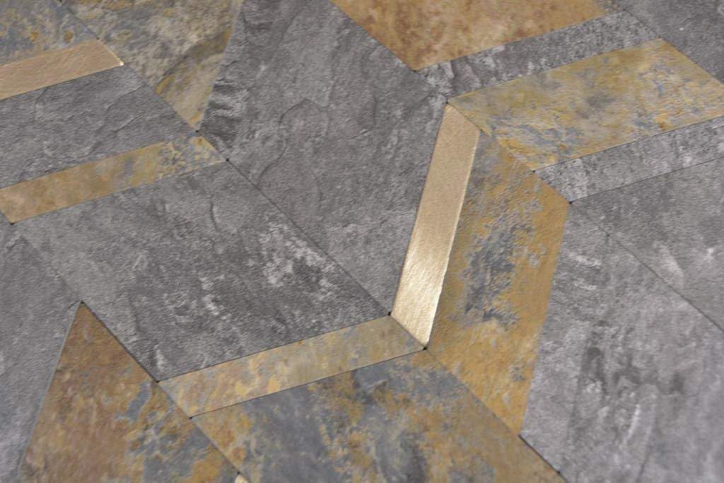 Selbstklebnde Mosaikmatte Pfeil Vinyl Steinoptik RustyGold für WAND KÜCHE Wandverblender Fliesenspie