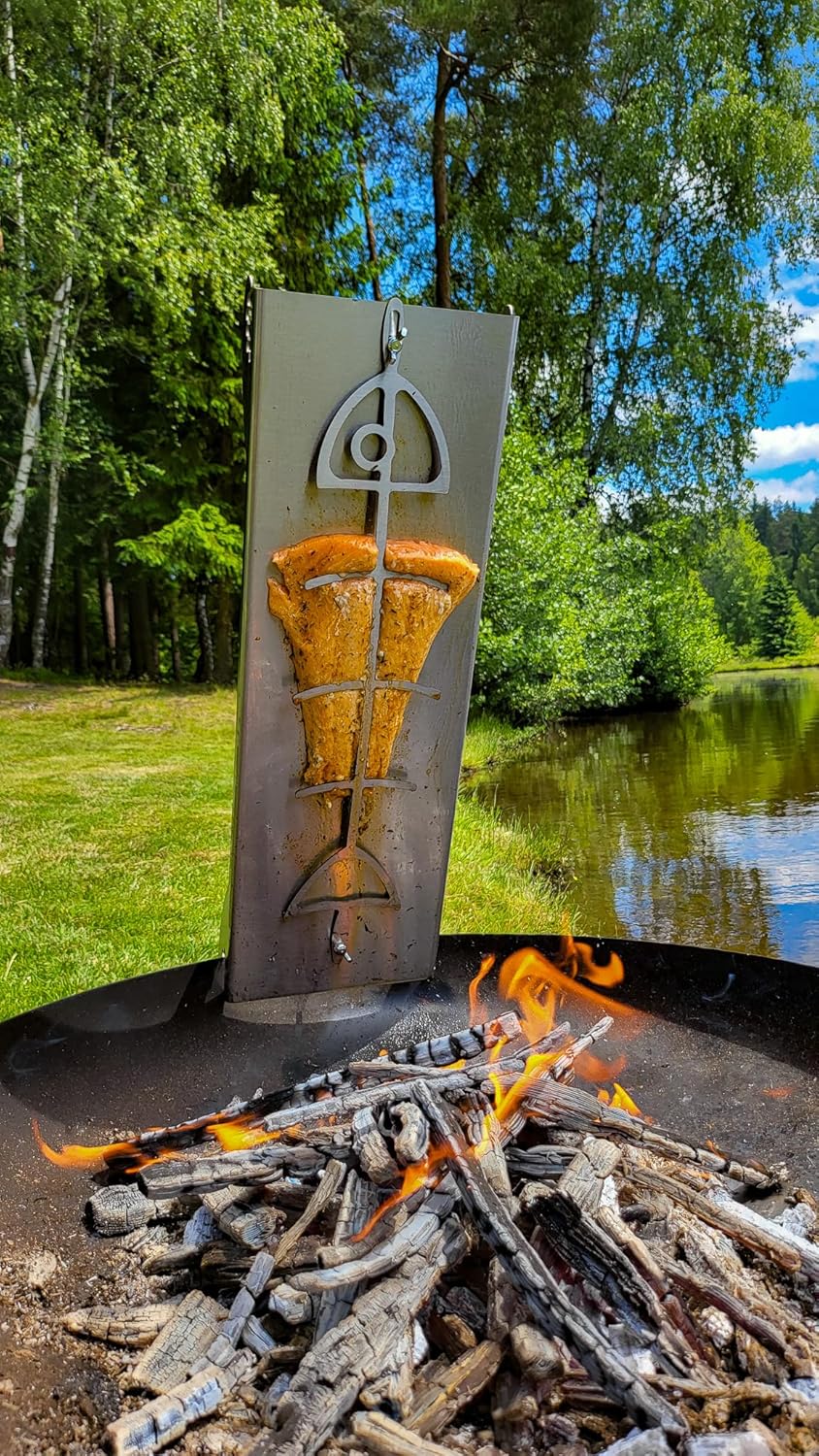 Flammlachsbrett Flammlachshalter Edelstahl mit Schienen (Lebensmittelecht V2A AISI 304) Rostfrei, Ve