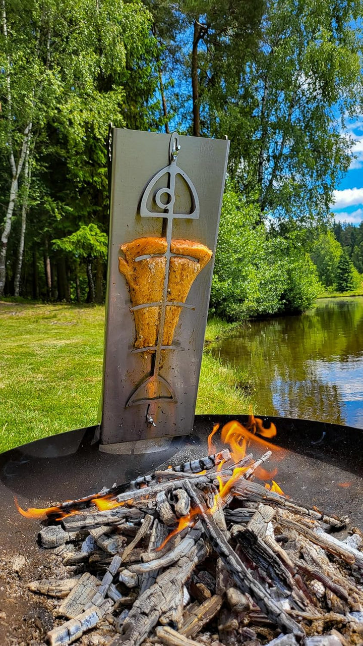 Flammlachsbrett Flammlachshalter Edelstahl mit Schienen (Lebensmittelecht V2A AISI 304) Rostfrei, Ve