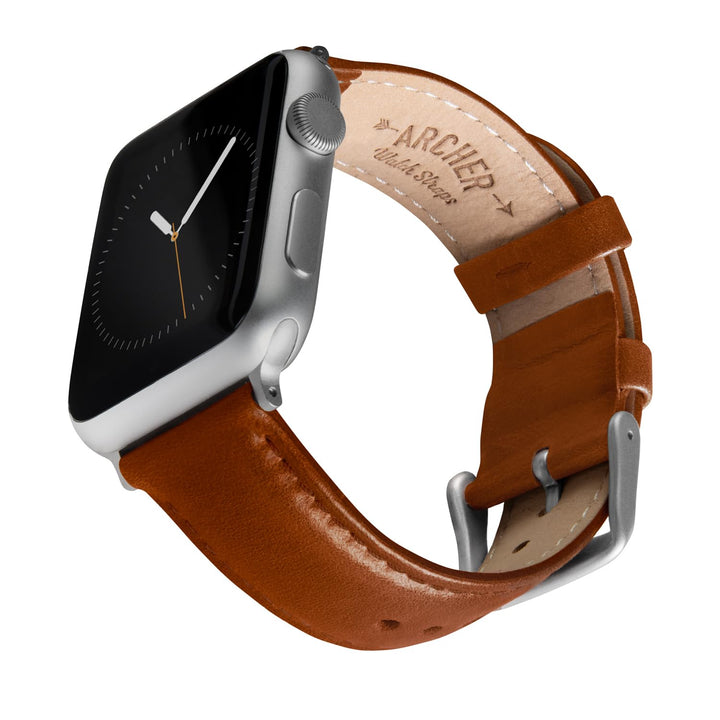 Archer Watch Straps - Uhrenarmbänder aus Hochwertigem Genarbtem Leder für Apple Watch Cognac/abgesti