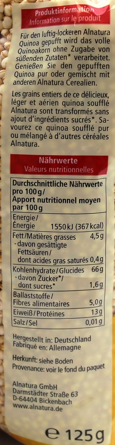 Alnatura Bio Quinoa gepufft, 3er Pack (3 x 125g)