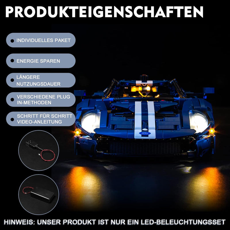 Led Licht Set für Lego Ford GT 2022 Modellbausatz (Kein Lego-Modell), Dekorationsbeleuchtungsset für