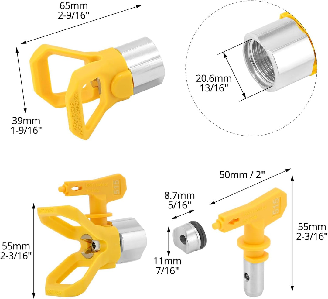 QWORK® Airless Düsenset Modelle 515/517519521/523/525, 6 Airless Düse mit Spitzendichtung, 1 Düse Si