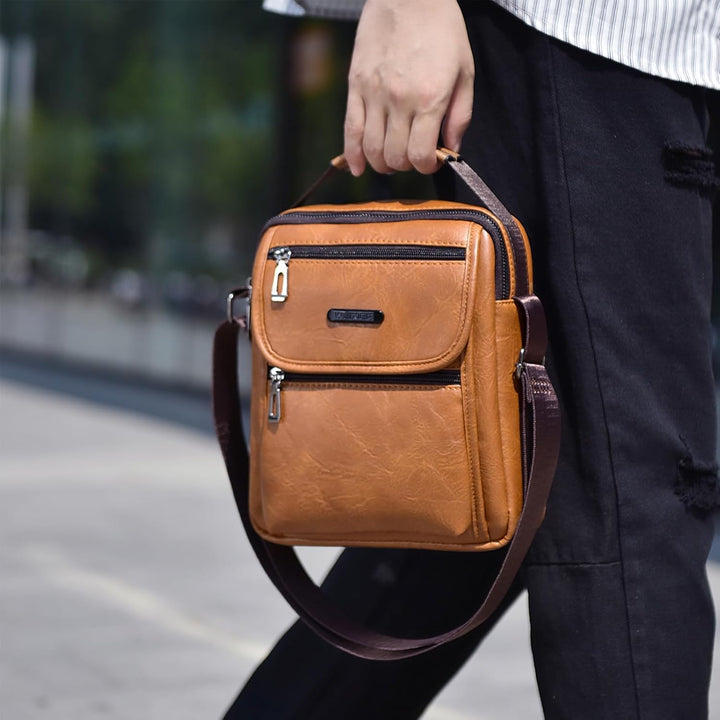 Umhängetasche Herren Leder Vintage Shoulder Bag Crossbody Business Schulranzen Tasche Handtaschen fü