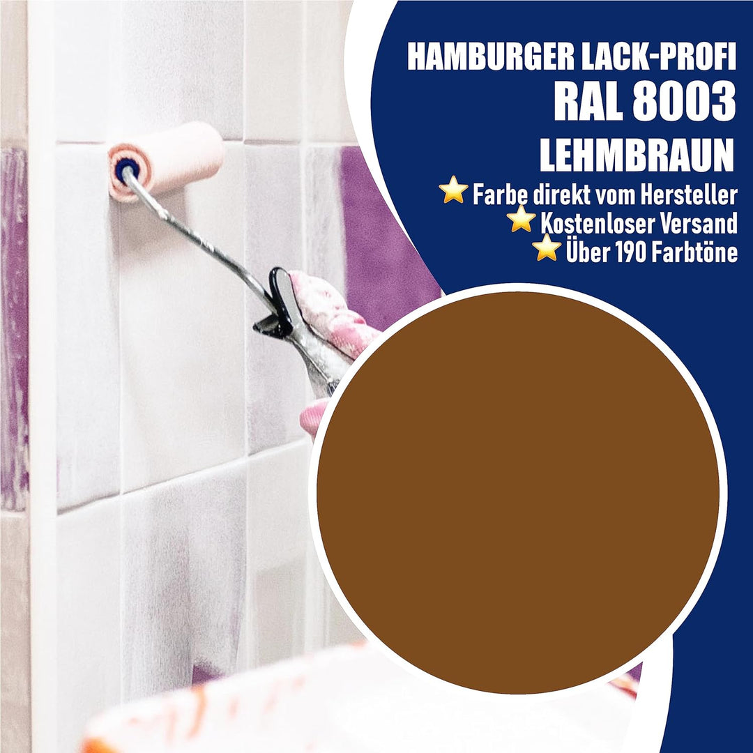 Fliesenlack MATT Lehmbraun RAL 8003 Braun Fliesenfarbe im SET // Hamburger Lack-Profi (5 L), 5 L