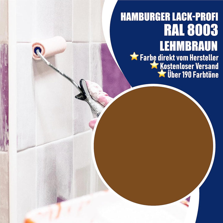 Fliesenlack MATT Lehmbraun RAL 8003 Braun Fliesenfarbe im SET // Hamburger Lack-Profi (5 L), 5 L