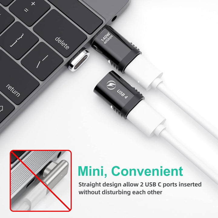 140 W magnetischer USB-C-Adapter, 2er-Pack, gerader USB 4-Magnetanschluss, 40 Gbit/s, unterstützt 8