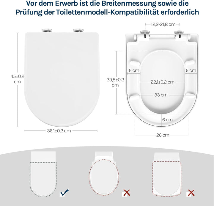 WOLTU WS2544 Toilettendeckel WC Deckel Sitz Absenkautomatik, Kunststoff, Fast Fix/Schnellbefestigung