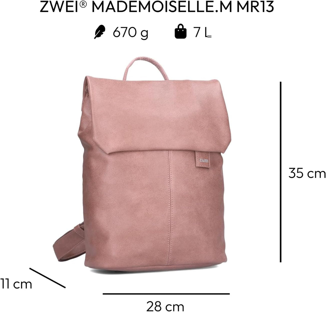 Zwei Damen City-Rucksack Mademoiselle.M MR13 Tagesrucksack 7 Liter, gepolstertes Laptopfach, Magnet-