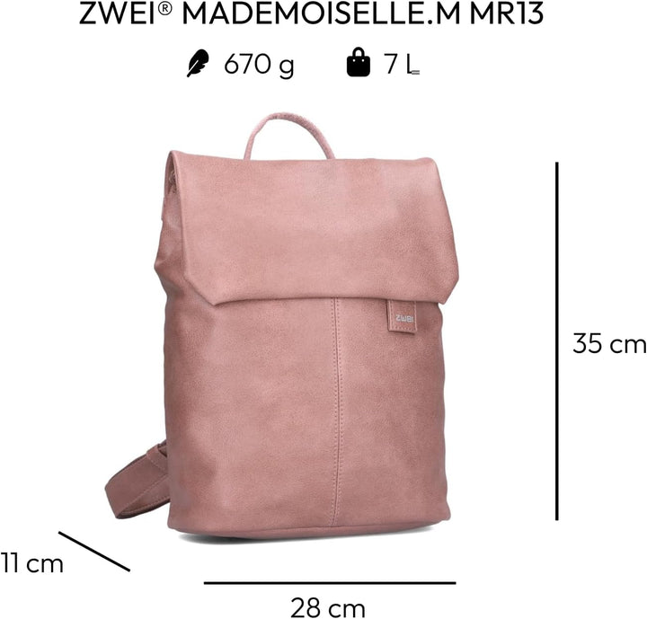 Zwei Damen City-Rucksack Mademoiselle.M MR13 Tagesrucksack 7 Liter, gepolstertes Laptopfach, Magnet-