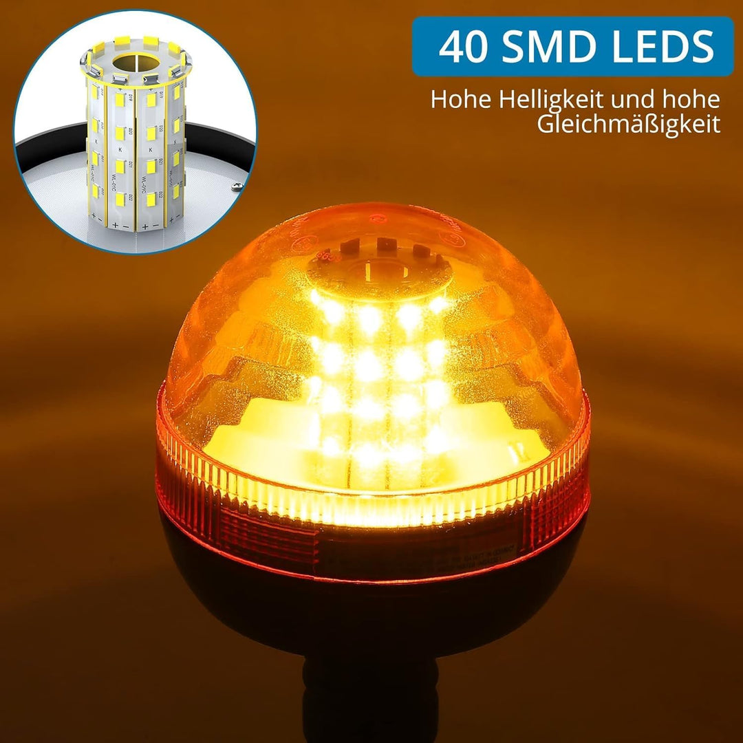 AUTOUTLET 2X Rundumleuchte, 40 LED Warnleuchten Amber Rundumkennleuchte Blinkleuchte 12V/24V, mit 3