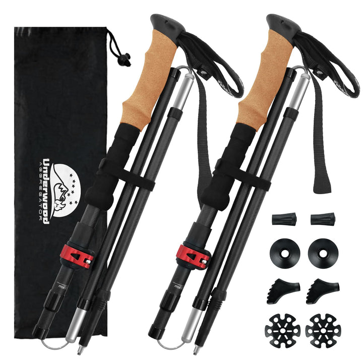 UnderwoodAggregator Carbon Fiber Trekkingstöcke – 2er Set Leichte & verstellbare Wanderstöcke für Da